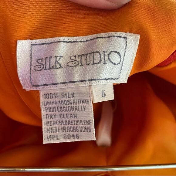 Vintage Silk Studio Red Strapless Brocade Dress Size 6 - Picture 5 of 5